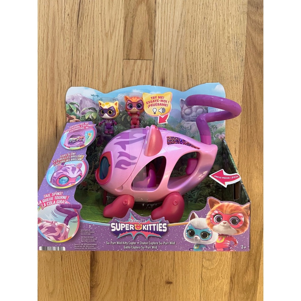 Disney Junior SuperKitties Su-Purr Wild Kitty Copter Toy with Figures Pink